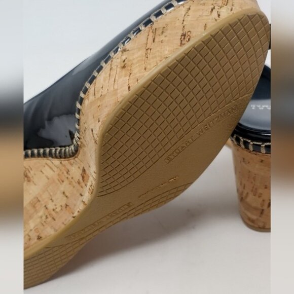 Stuart Weitzman Black Patent Leather Slingback Wedges 7.5 - Picture 8 of 8